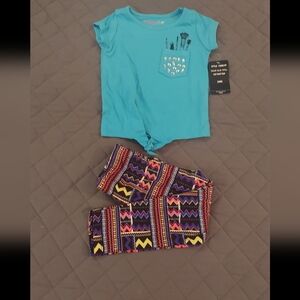 Blue Top with Colorful Patterned Pants